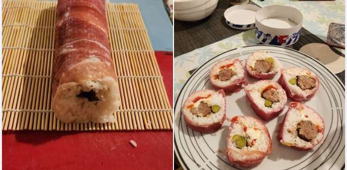 Tips Tricks and Tactics for making Balkan Sushi. With prosciutto instead of seaweed and grilled mince instead of salmon